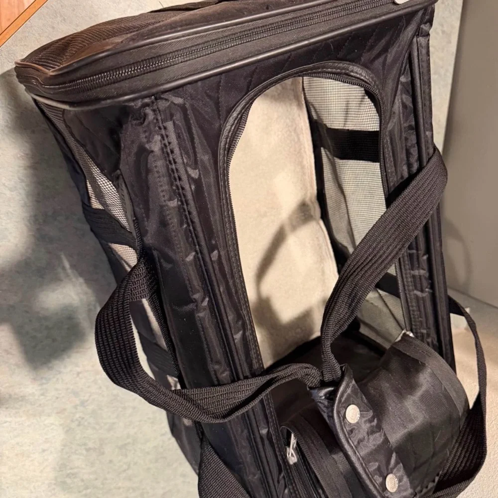 Portable Black Pet Carrier Sherpa